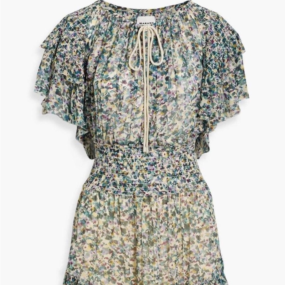 Isabel Marant Multicolor Floral Summer Smocked Waist Mini Dress